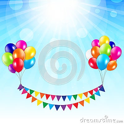 Arty Background with Flags and Balloons Vector Illustration Vector Illustration