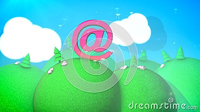 Arty landscape of funny balloons and mountains Cartoon Illustration
