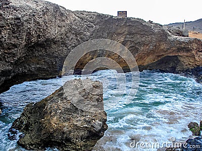 Aruba Natural Bridges- Collapsed and still standing. 2009 Stock Photo