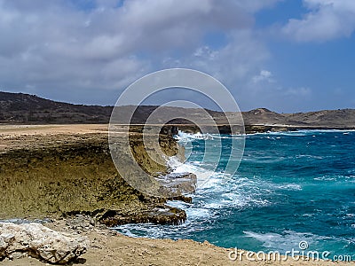 Aruba Natural Bridges- Collapsed and still standing. 2009 Stock Photo