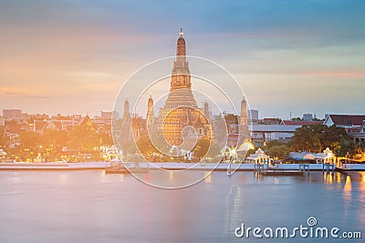 Arun temple river front, Bangkok Thailand l Stock Photo