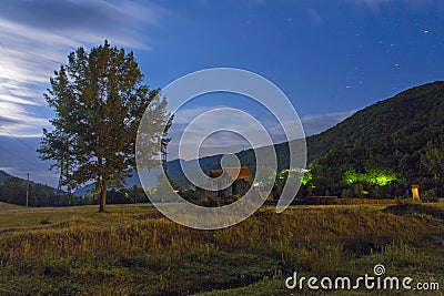 Visiting the Arutela Roman fort ruins on a summer night Stock Photo