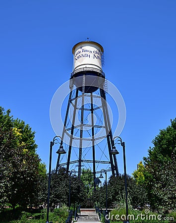 Arvada, Colorado: Old Water Tower in `Olde Town` Editorial Stock Photo