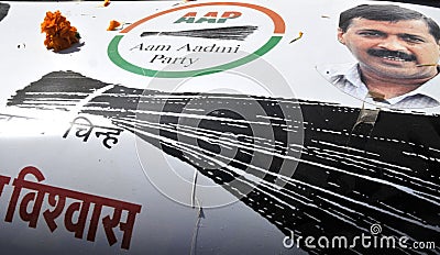 Arvind Kejriwal campaigning for Dr.Kumar Vishwas . Editorial Stock Photo