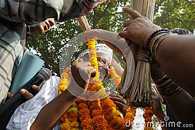 Arvind Kejriwal during an election rally in India Editorial Stock Photo