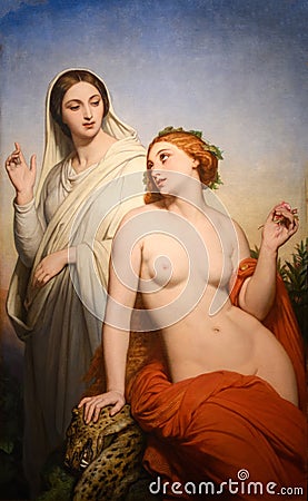 Heavenly and earthly love after Plato 1826 painting by Ary Scheffer Editorial Stock Photo