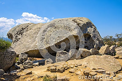 Arzachena, Sardinia, Italy - Prehistoric granite Mushroom Rock - Roccia il Fungo - of neolith Nuragic period, symbol of Arzachena Stock Photo