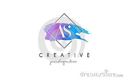 AS Artistic Watercolor Letter Brush Logo. Vector Illustration