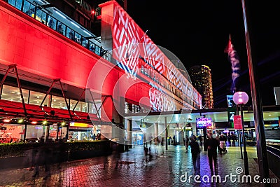 Dramatic `Vivid Sydney` lighting on the Circular Quay Railway Station Editorial Stock Photo