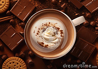 Indulge in a Decadent Delight: The Perfect Pairing of Hot Chocol Stock Photo