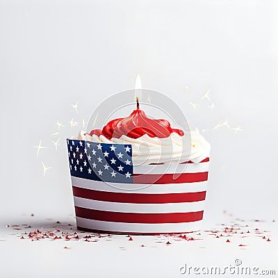 Celebrate Independence Day with Mouthwatering USA Style Cupcakes, A Delicious Salute to the Land of the Free.AI Stock Photo