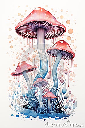 Enchanting Mushrooms: A Vibrant Display Amidst the Acid Rain and Stock Photo