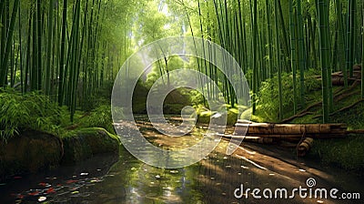 As I walked up to the podium I was struck. AI Generative As I wandered deeper into the bamboo forest. AI Generative Stock Photo