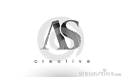 AS Logo Design With Multiple Lines and Black and White Colors. Vector Illustration