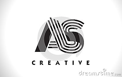 AS Logo Letter With Black Lines Design. Line Letter Vector Illus Stock Photo