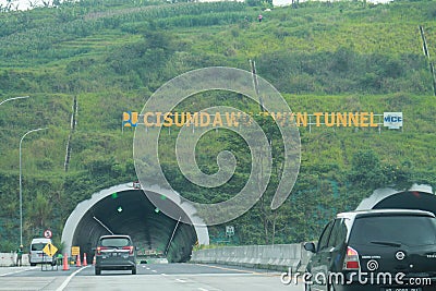 Cars passing around the cisumdawu twin tunnel area, Sumedang West Java Indonesia Editorial Stock Photo