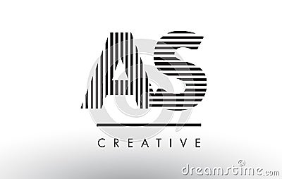 AS A S Black and White Lines Letter Logo Design. Vector Illustration