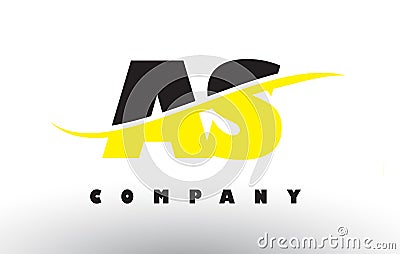 AS A S Black and Yellow Letter Logo with Swoosh. Vector Illustration