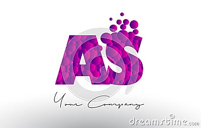 AS A S Dots Letter Logo with Purple Bubbles Texture. Vector Illustration