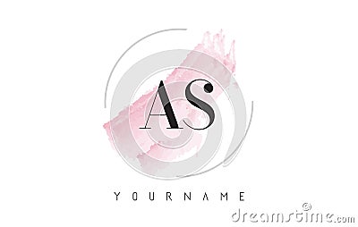 AS A S Watercolor Letter Logo Design with Circular Brush Pattern Vector Illustration