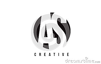AS A S White Letter Logo Design with Circle Background. Vector Illustration