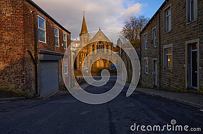 Church in the low sun Stock Photo