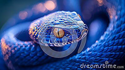 As a symbol of coding and data manipulation, a snake covered in binary code represents Python programming. Stock Photo