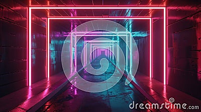 As you emerge from the neon tunnel you cant help but feel a sense of exhilaration and wonder from the journey Stock Photo