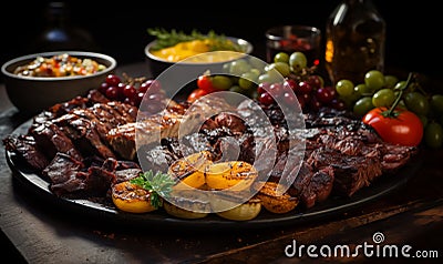 Asado plate in a rustic setting Stock Photo