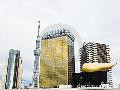 Asahi Building and Tokyo Skytree Editorial Stock Photo