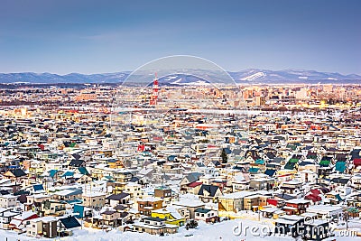 Asahikawa, Japan twilight winter Stock Photo