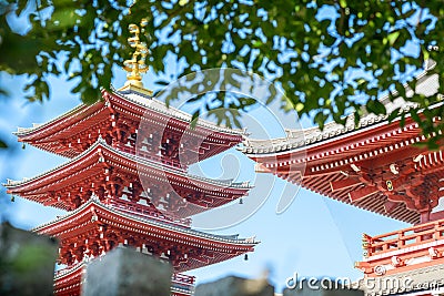 Asakusa Temple. Tokyo attractions. Tourists walk in the Asakusa area. Sensoji and Kaminarimon is famous Editorial Stock Photo