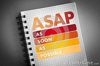 ASAP - As Soon As Possible acronym Stock Photo