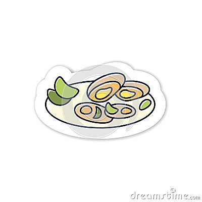 Asari clams sticker icon Vector Illustration