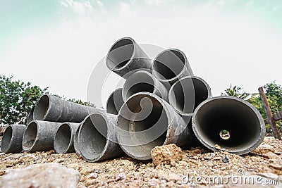 Asbestos pipe pile Stock Photo