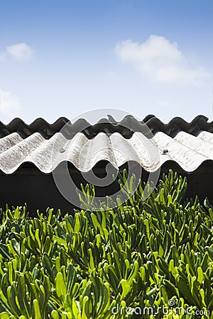 Asbestos roof Stock Photo