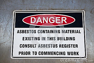 Asbestos Warning Sign Stock Photo