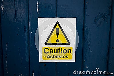 Asbestos warning sign Stock Photo