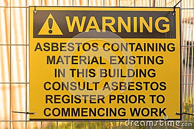 Asbestos Warning Sign Stock Photo