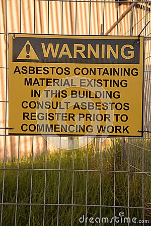 Asbestos Warning Sign Stock Photo