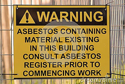 Asbestos Warning Sign Stock Photo