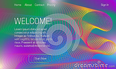Asbtract vibrant background design. Landing page template with colorful divergent array of dots Vector Illustration