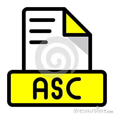 Asc file icon colorful style design. document format text file icons, vector illustration Vector Illustration