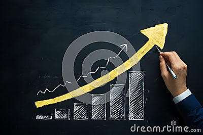 Ascendancy illustrated arrow signifies growth, concept rendered vividly Stock Photo