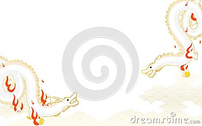 The ascending and descending dragons and Japanese traditional background Blue Sea Waves, with copy space Stock Photo