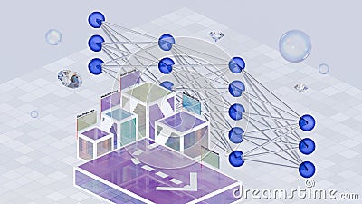 Ascending the Steps of Network Building: From Data Prep to Model Deployment, 3D rendering Stock Photo