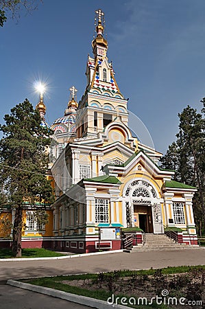 Ascension Cathedral in Almaty Stock Photo