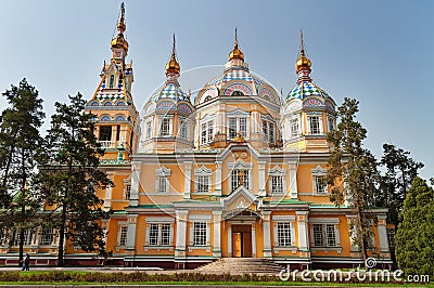 Ascension Cathedral in Almaty Stock Photo