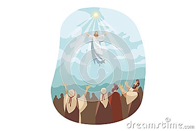 Ascension of Jesus Christ, Bible concept Vector Illustration