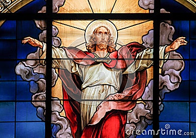 Ascension of Jesus Christ - Stained Glass Stock Photo